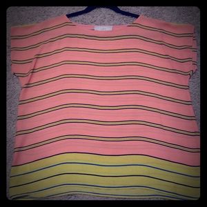 Ann Taylor Loft Pink Lemonade Striped Blouse